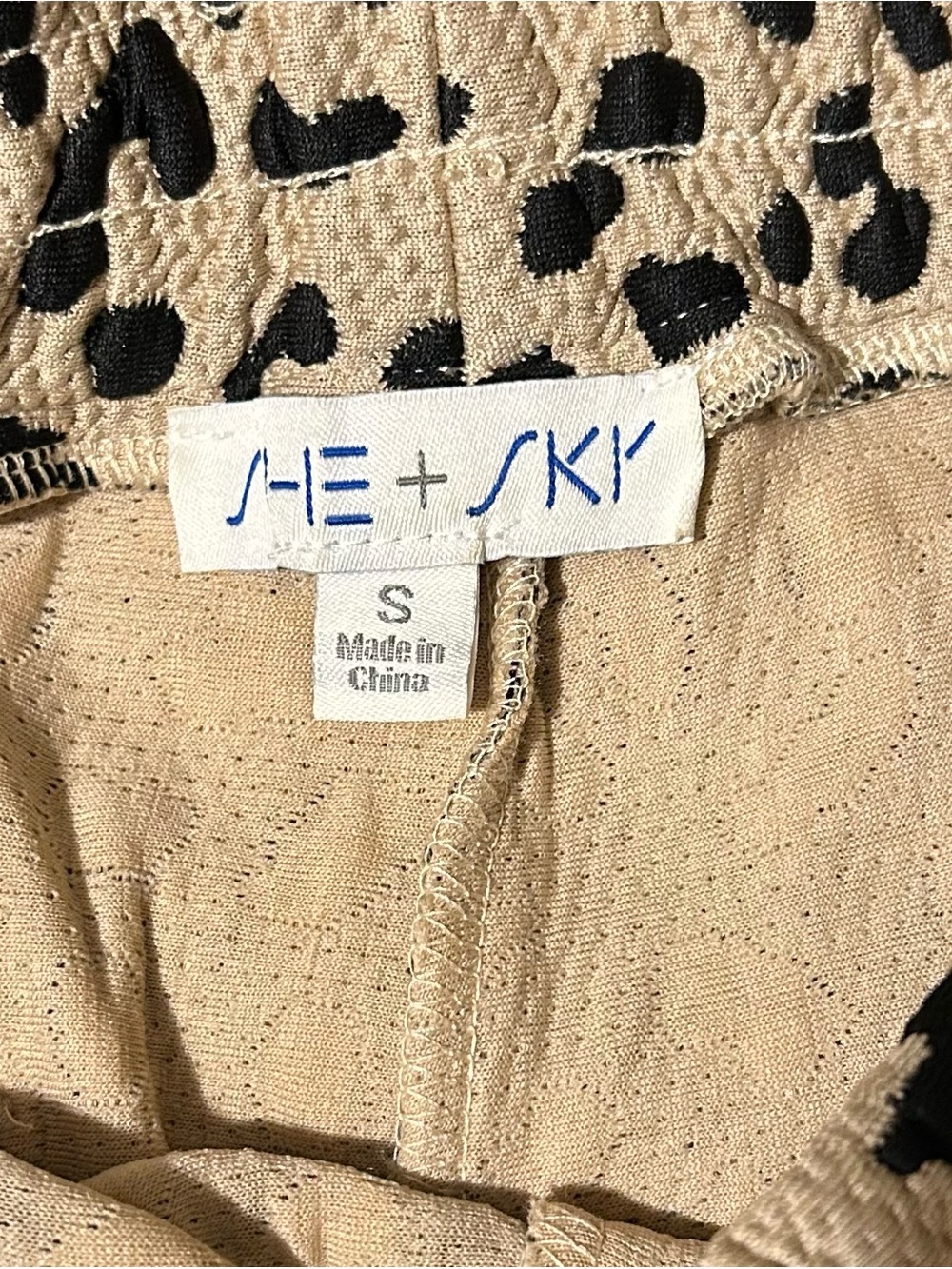 She + Sky Beige and Black Leopard Wide-Leg Pants - Picture 4 of 9